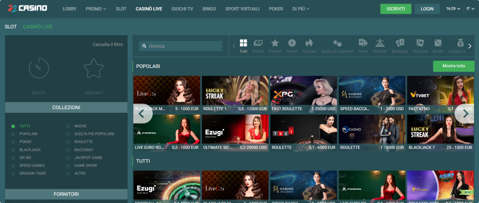 22Casino Casinò dal Vivo